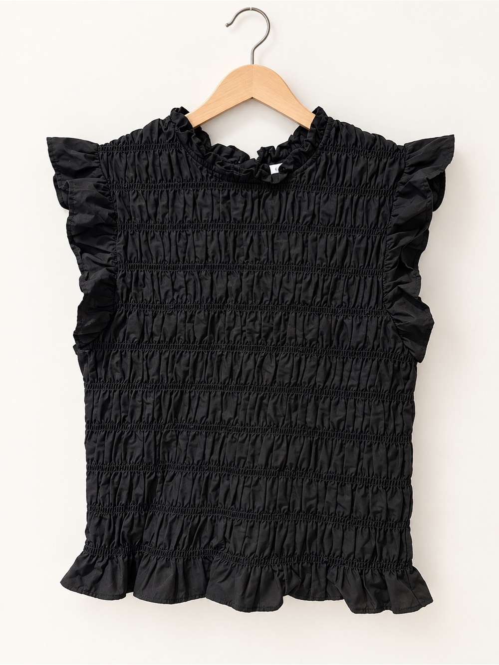 Ricki’s 100% cotton Black Smocked Ruffle Sleeve Top - Women